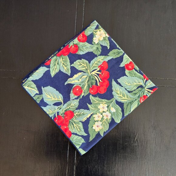 Now Designs Blue Floral Cherry Cotton Table Napkins Set of 6 - Picture 2 of 6